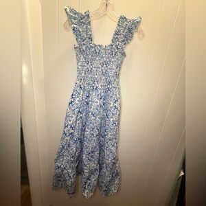 Hill House Blue and White Flutter Sleeve Sundress